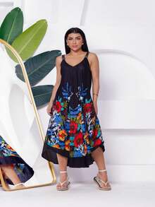 Printed Trapeze Dress - 黑色 - 查看 3