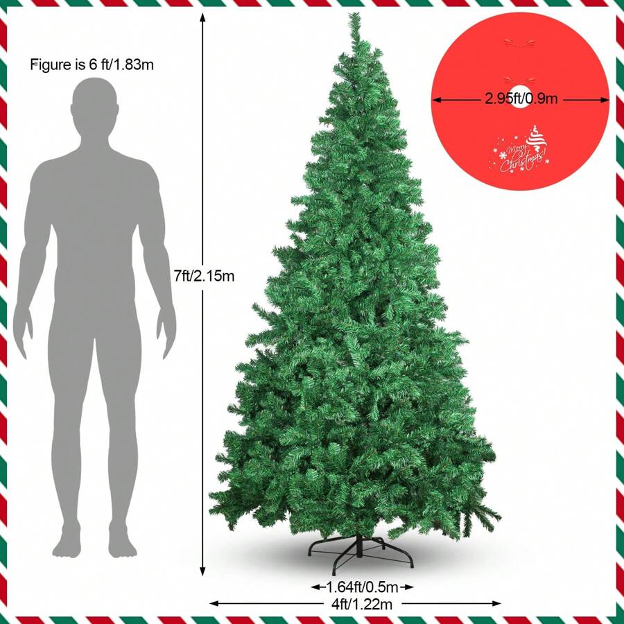 Christmas 7ft Artificial Holiday Christmas Pine Tree For Home, Office