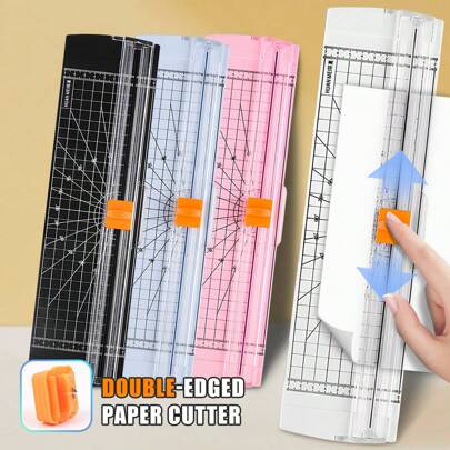 1pc Double-Edged Portable A4 Paper Cutter, Manual Paper Trimmer With Accurate Ruler, Bidirectional Cutting Tool For Office, School, DIY Crafts, Photo Scrapbooking