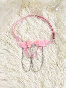 粉色链式吊袜带，配粉色翅膀、心形戒指、性感卡哇伊服装配饰、情人节礼物、腿带 - 黑色 - 查看 3