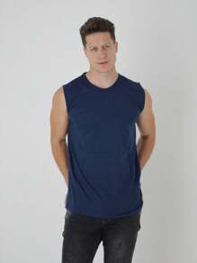 Men Tank Tops - 藏蓝色 - 查看 1