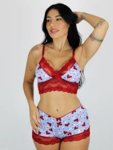 Kit 5 Baby Doll Female Sexy Pajamas Nightwear Blogger - 彩色 - 查看 3