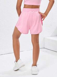 1 pieza Pantalones cortos deportivos elásticos en la cintura, transpirables y de secado rápido, adecuados para ejercicio, gimnasia, tenis, ciclismo, correr, para niñas preadolescentes