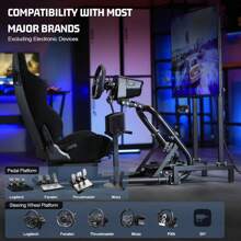 Minneer Racing Simulator Cockpit With Monitor Stand Fit For G923 G920 T500 T3PA TGT,Stable& Strong Driving Cockpit With Black Seat,Not Included Wheel And Pedal - Black - View 2