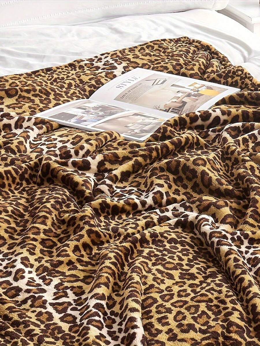 1PC UltraSoft Leopard Print Flannel Throw Blanket Lightweight