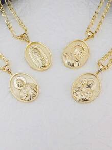 1 件 14k 镀金圣母玛利亚基督吊坠项链圣裘德约瑟夫宗教珠宝 - 金色 - 查看 8