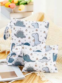 2PCS Dinosaur Print Mini Baby Diaper Nappy Bag Waterproof Storage Bag Baby Shower Family Decorations Gifts