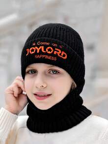 2pcs/Set Kids Thick Knitted Beanie Hat And Scarf Set, Unisex Design Suitable For Autumn And Winter - Multicolor - View 8