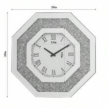 Octagonal Mirror Wall Clocks And Artificial Gemstone Wall Clocks - Silver - View 3