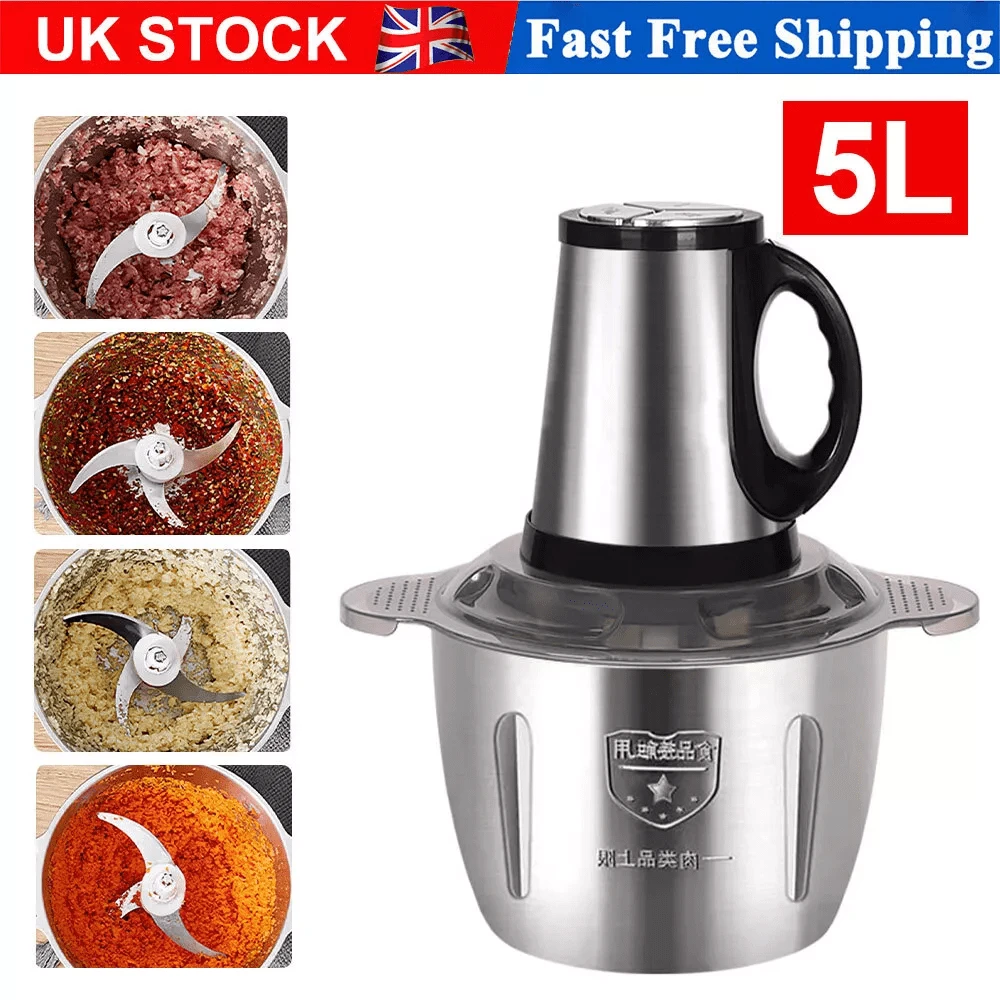 5L Stainless Steels Meat Grinder Electric Mincer Mixer Blender Food