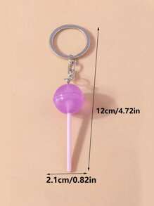 1 Stück Schlüsselanhänger Lolly aus Kunstharz, runder Lolly-förmiger Schlüsselanhänger aus Legierung für Damen, Schlüsselanhänger Lolly aus buntem Kunstharz als simuliertes Essen für DIY Schlüsselringe, Handtaschenanhänger, Schlüsselketten - süß für Schule