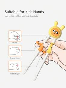 1 đôi đũa tập ăn cho trẻ em, thiết kế hoạt hình dễ thương, đũa tập ăn có vòng cố định, đũa trẻ mới biết đi có thể tái sử dụng để sử dụng hàng ngày - Nhiều màu - Xem 4