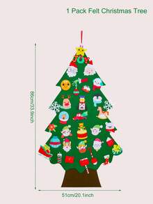 34pcs/Set DIY Felt Christmas Tree, Xmas Party Decorations Perfect For Family Christmas Eve Party, Room Wall Decoration, 2025 Christmas Gifts, 2026 New Year Tree