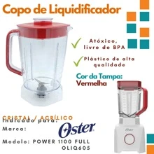 Jarra Copo de Liquidificador Oster Power 1100 Full Oliq605 - Vermelho - Visão 4