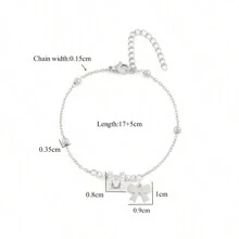 1 chiếc vòng tay bằng thép không gỉ mới, kiểu nơ và dây hạt chữ cái, quà tặng cho phụ nữ nhân ngày Valentine. - phong cách4 - Xem 2