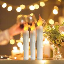 6PCS  LED Wax Flickering Flameless Candle Lights Battery Operated Taper Dinner Party Home Halloween Xmas Wedding Valentines Day Decorations Candles - Yellow - View 7