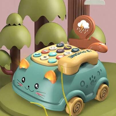 嬰兒手機玩具，嬰兒音樂玩具，嬰兒音樂玩具汽車玩具，男女幼兒玩具，孩子裝扮手機，兒童教育發展玩具，可愛貓臉玩具帶燈，兒童禮物