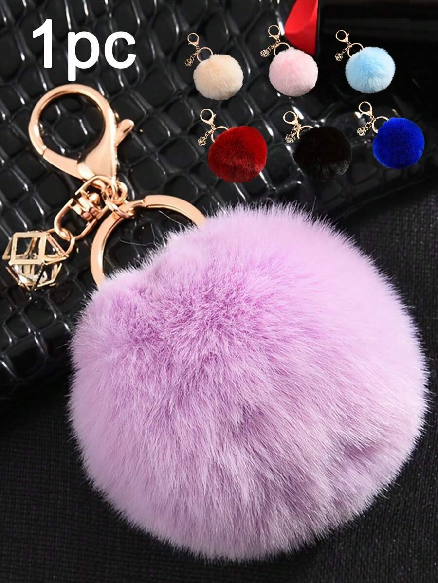 1 móc khóa Pompom mềm mại, móc khóa nhồi bông dễ thương, túi đựng nhẫn, ba lô, mặt dây chuyền treo xe hơi, quà tặng sử dụng hàng ngày cho phụ nữ, phụ kiện trang trí chìa khóa ví, nhiều màu sắc để lựa chọn - Nhiều màu - Xem 1