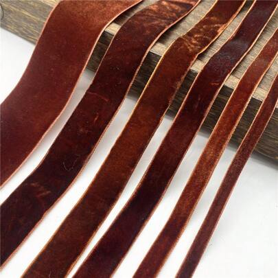 6-38mm Coffee Color Single Sided Velvet Ribbon Christmas Ribbon Jewelry Display Packaging Flower Gift Packaging Bow DIY Party Decoration Valentines