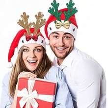 圣诞鹿角圣诞帽闪亮家庭成人节日装扮派对装饰购物中心活动礼物帽生日家居装饰圣诞装饰房间装饰冬季 - 彩色 - 查看 2