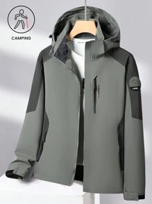 女式带帽防水雨衣轻便户外雨衣夹克派克大衣防风登山徒步夹克女款 - 軍綠色 - 查看 1