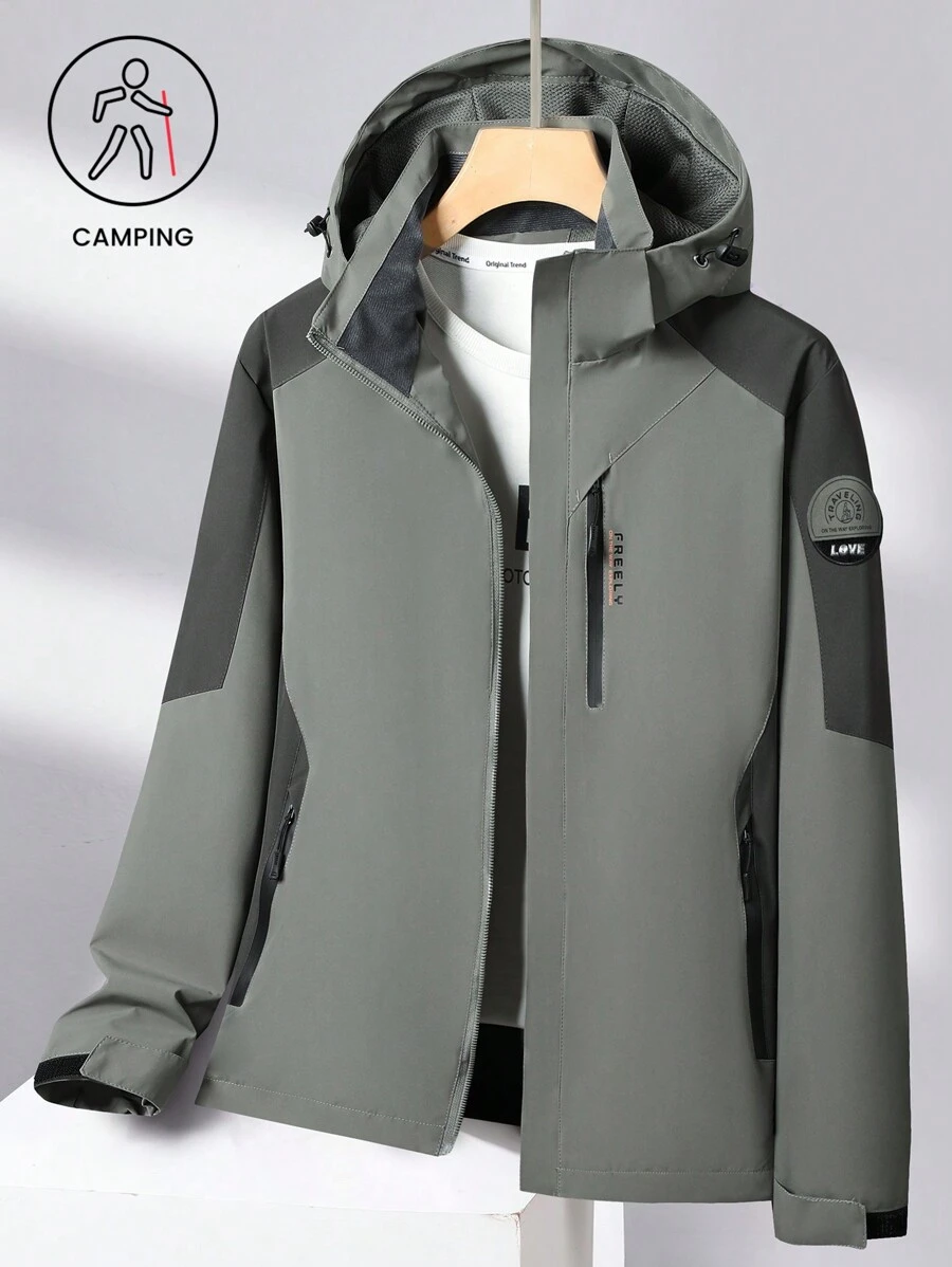 女式带帽防水雨衣轻便户外雨衣夹克派克大衣防风登山徒步夹克女款 - 軍綠色 - 查看 1