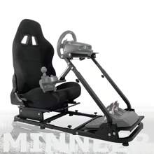 Minneer Racing Wheel Stand Simulator Cockpit With Black Seat Fit G29 G920 G27 Multi-Angle Adjustment Sim Cockpit Racing Wheel,No Steering Wheel,HandBrake - Black - View 1