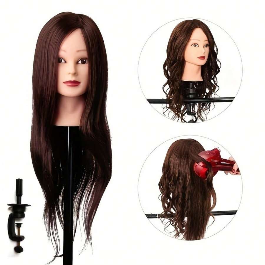 23Inch Human Head Model With 75 Real Hair, Beauty Makeup Nail
