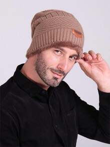 1pc Men's Beanie Hat, Thick Ear Protection Knitted Cap, Suitable For Outdoor Cycling In Autumn And Winter, Ideal Gift Choice, Fit For Slim People