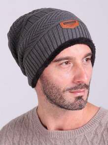 1pc Men's Beanie Hat, Thick Ear Protection Knitted Cap, Suitable For Outdoor Cycling In Autumn And Winter, Ideal Gift Choice, Fit For Slim People