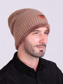 1pc Men's Beanie Hat, Thick Ear Protection Knitted Cap, Suitable For Outdoor Cycling In Autumn And Winter, Ideal Gift Choice, Fit For Slim People