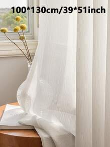 1pc Modern Minimalist Pure White Sheer Voile Window Curtain - White - View 10