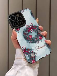 1 个可定制圣诞图案手机壳，可定制字母、姓名、昵称，兼容 iPhone 和三星，垂直条纹 PU 皮革防摔防指纹 TPU 软保护壳，非常适合个人、伴侣、家人、朋友、同志、生日、周年纪念礼物 - 黑色 - 查看 3