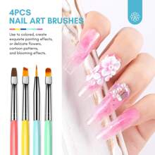 Saviland Nail Art Brush Set di 6 pennelli per design delle unghie, pennello per unghie in gel per estensioni delle unghie, pennello per unghie professionale, 3 dimensioni, pennello per rivestimento per nail art per la casa, fai da te