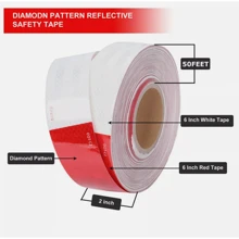 BreeRainz DOT-C2 Approved Reflective Conspicuity Tape - Red & White Diamond Pattern, 2" X 50' Roll For Trailers, Vehicles, Boats & More