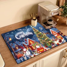 1 tấm thảm quầy pha cà phê in chữ hình ông già Noel người tuyết Giáng sinh, tấm lót thoát nước, thảm thoát nước máy pha cà phê bằng silicon, chống trượt, thảm lau bát đĩa siêu thấm có thể giặt được, dùng cho mặt bàn, nhà hàng, nhà bếp, đồ trang trí bàn ngoài hiên, đồ dùng nhà bếp tại nhà, đồ trang trí bề mặt Giáng sinh - Nhiều màu - Xem 6