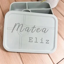 5 Compartments Personalized Silicone Lunch Box, Custom Lunch Box, Custom Bento Box, Kid Custom Lunch Box, Custom Food Storage Christmas Gift - Multicolor - View 4