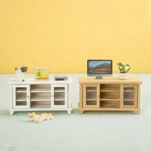 1 szt. 1:12 skala domek dla lalek drewniana szafka pod telewizor, mini komoda meblowa combo do salonu domku dla lalek, dekoracja sceny, model miniaturowy, prezent do domku dla lalek, zabawka, urodziny, Boże Narodzenie