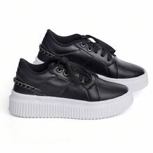 Comfortable 's Tennis Shoes With Fashion Chain - 白色 - 查看 3