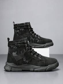 High-Top Comfortable Lace-Up Men's Boots, Sports Casual Outdoor Holiday Fashion Shoes