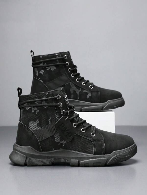 Botas de hombre cómodas de corte alto con cordones, zapatos deportivos casuales de moda para uso al aire libre y días festivos