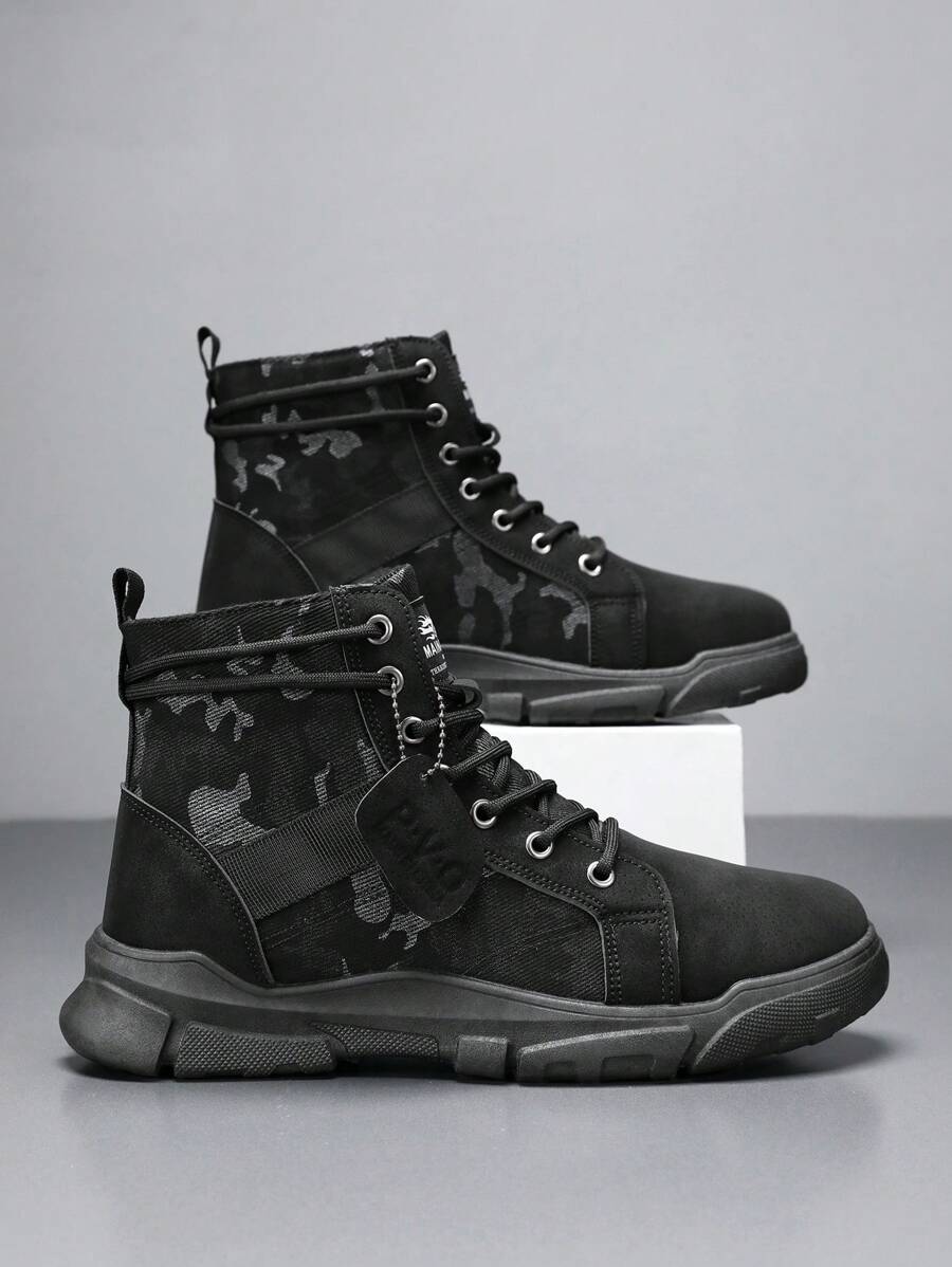 High-Top Comfortable Lace-Up Men's Boots, Sports Casual Outdoor Holiday Fashion Shoes