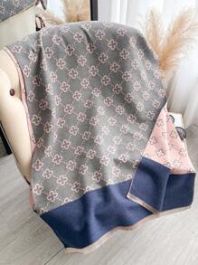 1 件女士秋冬仿羊绒提花时尚百搭空调披肩厚实保暖围巾日常使用配饰女 - 彩色 - 查看 3