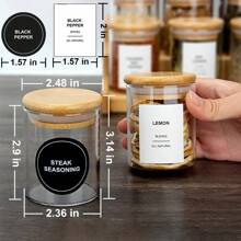 12 PCS Glass Spice Jars With Bamboo Lids And 315 Waterproof Labels, 4oz Clear Food Storage Containers For Kitchen Sugar Salt Coffee Beans - 無色 - 查看 4