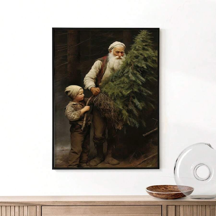 1 Tấm vải canvas trang trí tường hình ông già Noel cổ điển cho phòng khách, phòng ăn, phòng ngủ, phòng tắm, trang trí nhà cửa, món quà Giáng sinh hoàn hảo cho gia đình bạn. - Quà tặng Giáng sinh và năm mới vui vẻ! - Nhiều màu - Xem 1