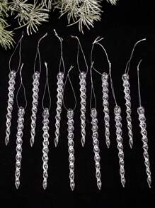 Conjunto de 6/12 pingentes de gelo transparentes para o Natal, pingentes de gelo de acrílico para o Natal, decorações para árvore de Natal, adereços para decoração de janelas em festas de fim de ano, artigos para casa, suprimentos para decoração de Natal, adequados para decoração de festas de casamento, aniversário e outras festas, adereços para criar uma atmosfera natalina, presente de Natal, decoração de Natal, decoração de quarto, decoração para casa - Multicolorido - Ver 11