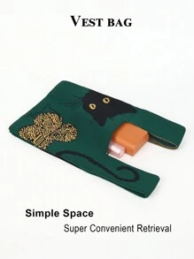 1把钩针编织透气便携猫咪图案雨伞，可折叠用作化妆包/手提袋，适合日常、度假、通勤、购物、摄影、旅行、露营、徒步、返校、节日等各种场合，是送给妈妈的理想礼物。 - 彩色 - 查看 8