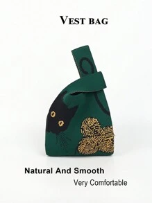 1把钩针编织透气便携猫咪图案雨伞，可折叠用作化妆包/手提袋，适合日常、度假、通勤、购物、摄影、旅行、露营、徒步、返校、节日等各种场合，是送给妈妈的理想礼物。 - 彩色 - 查看 7