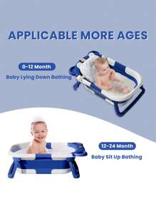 UBRAVOO Vaschetta da Bagno per Neonato con Foro di Scarico, Vaschetta da Bagno Pieghevole per Bambini con Morbida Imbottitura, Vaschetta da Viaggio Portatile con Supporto Antiscivolo Incorporato per Bambini da 0 a 36 Mesi