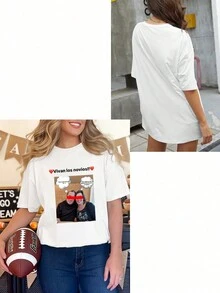 Áo phông rộng nữ có hình ảnh + văn bản tùy chỉnh, Thiết kế họa tiết cá nhân, Tải ảnh gia đình/bạn bè/cặp đôi/thú cưng lên, Tùy chỉnh họa tiết ngày lễ sinh nhật/kỷ niệm/Ngày của mẹ, Quà tặng ngày lễ, Quà kỷ niệm, Tùy chỉnh đồng phục xây dựng nhóm công ty, Tùy chỉnh đồng phục nhóm từ thiện, Trang phục họp mặt gia đình, Áo nữ tùy chỉnh, Trước mùa thu, Hướng dẫn tiệc Giáng sinh - trắng - Xem 3